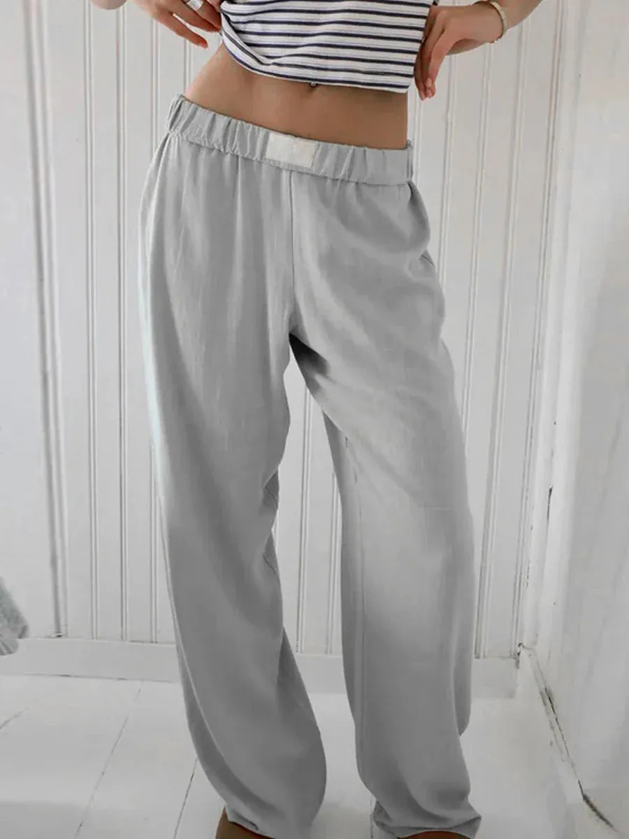 Baggy Solid Color Elastic Waist Loose Harajuku Lounge Grunge Casual Pants