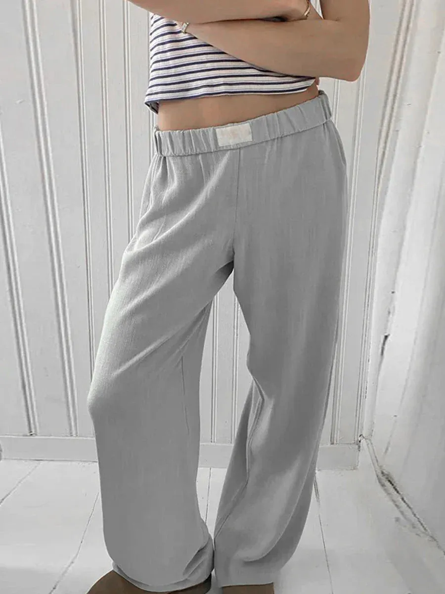 Baggy Solid Color Elastic Waist Loose Harajuku Lounge Grunge Casual Pants