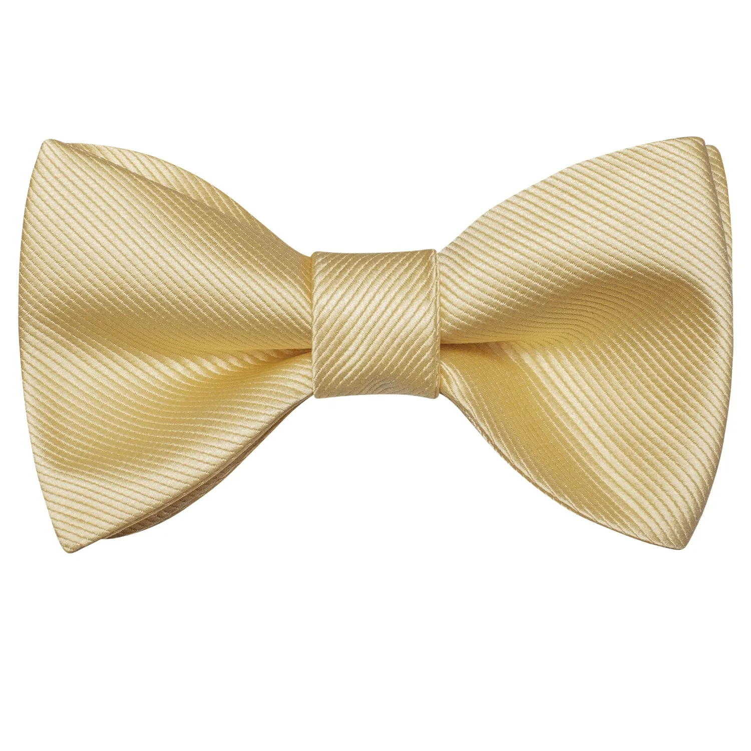 Champagne Striped Silk Self-tied Bow Tie Pocket Square Cufflinks Set