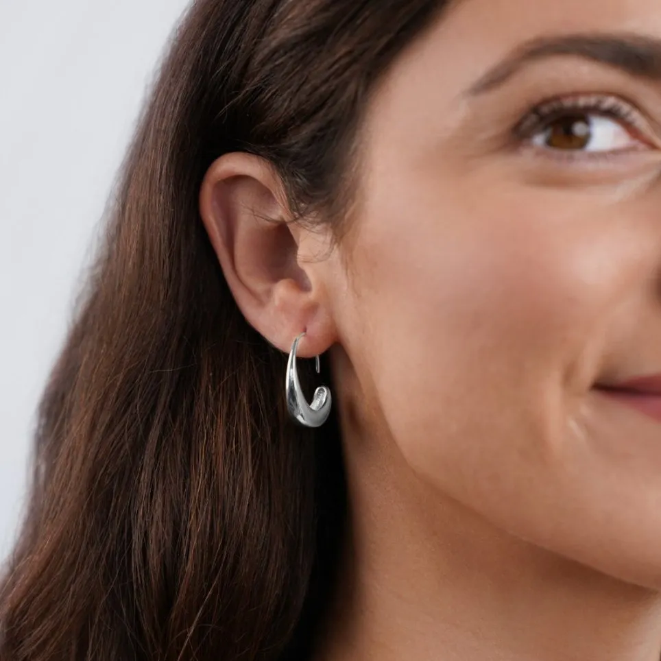 Classic Silver Drop Hoop Earrings