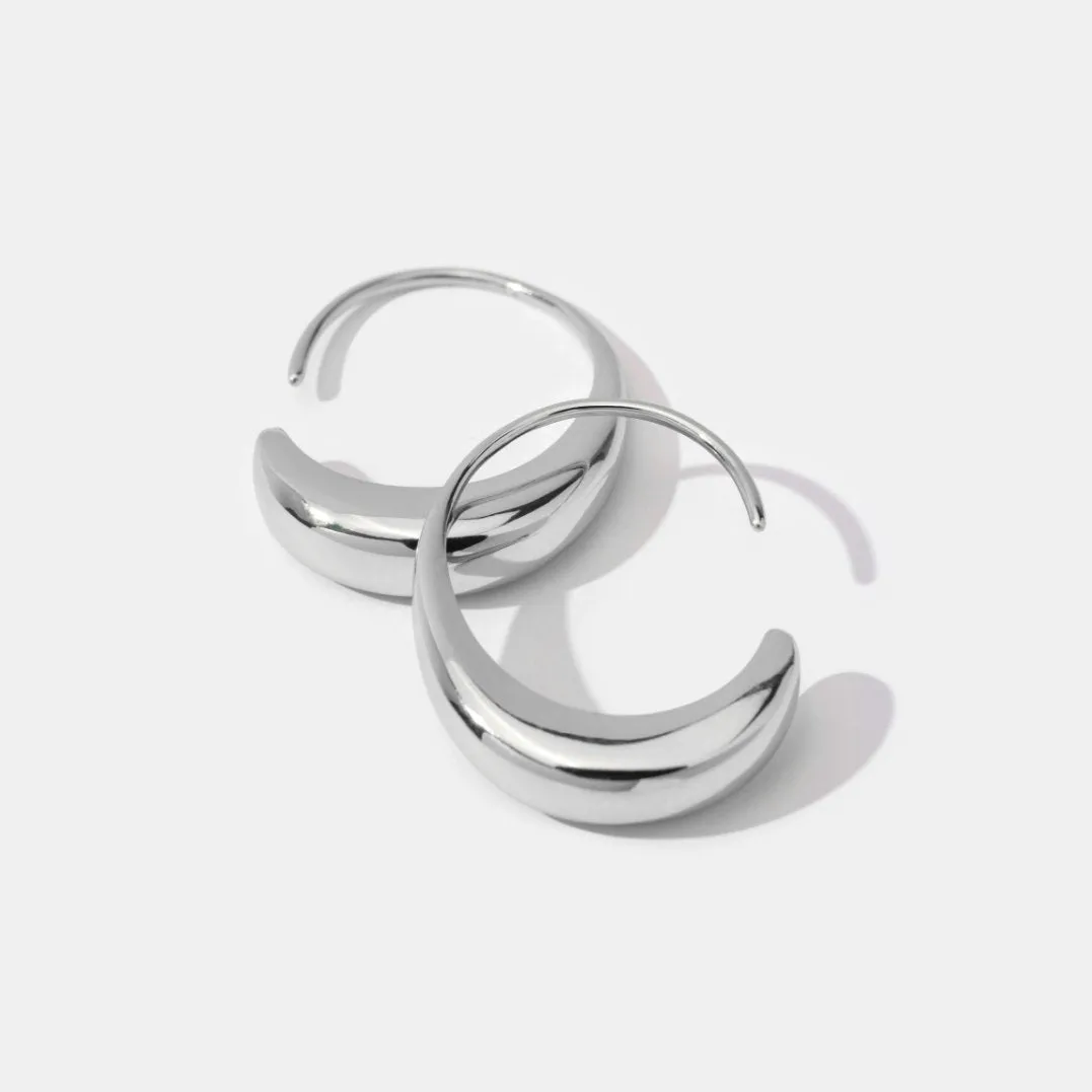 Classic Silver Drop Hoop Earrings