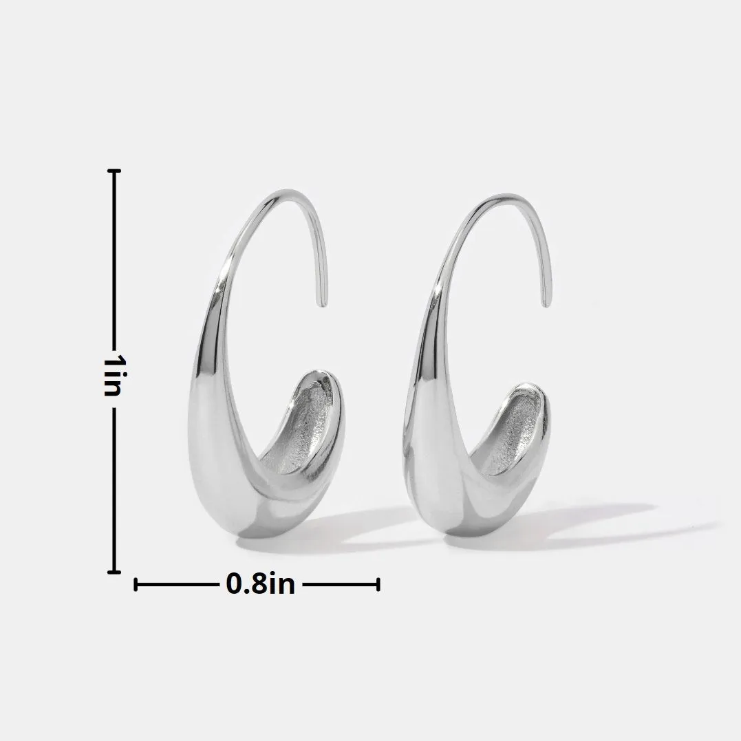 Classic Silver Drop Hoop Earrings