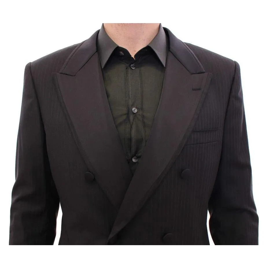 Dolce & Gabbana Elegant Black Striped Wool-Silk Blend Suit