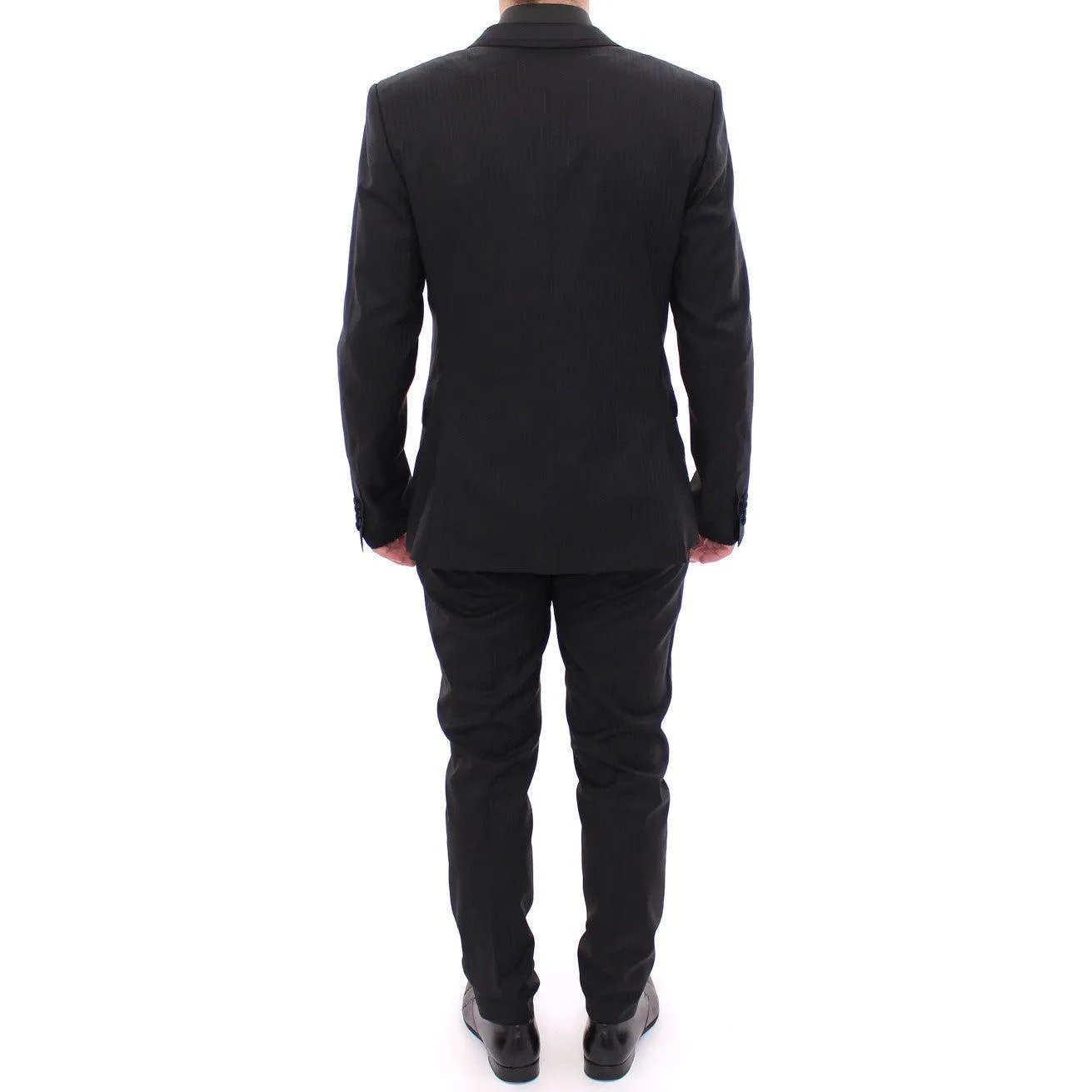 Dolce & Gabbana Elegant Black Striped Wool-Silk Blend Suit