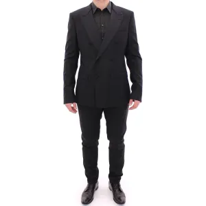 Dolce & Gabbana Elegant Black Striped Wool-Silk Blend Suit