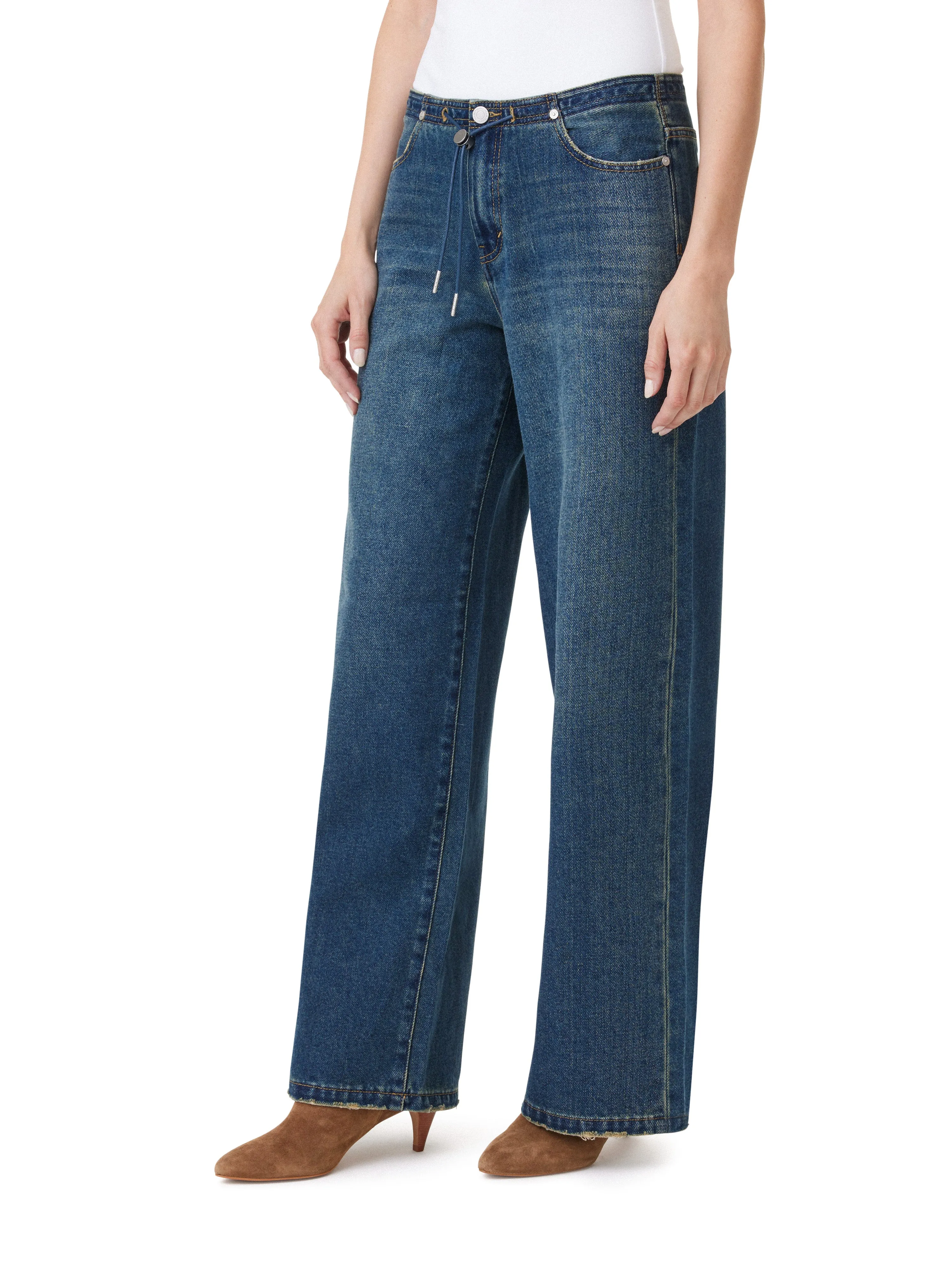 Drawstring Wide Leg Jeans