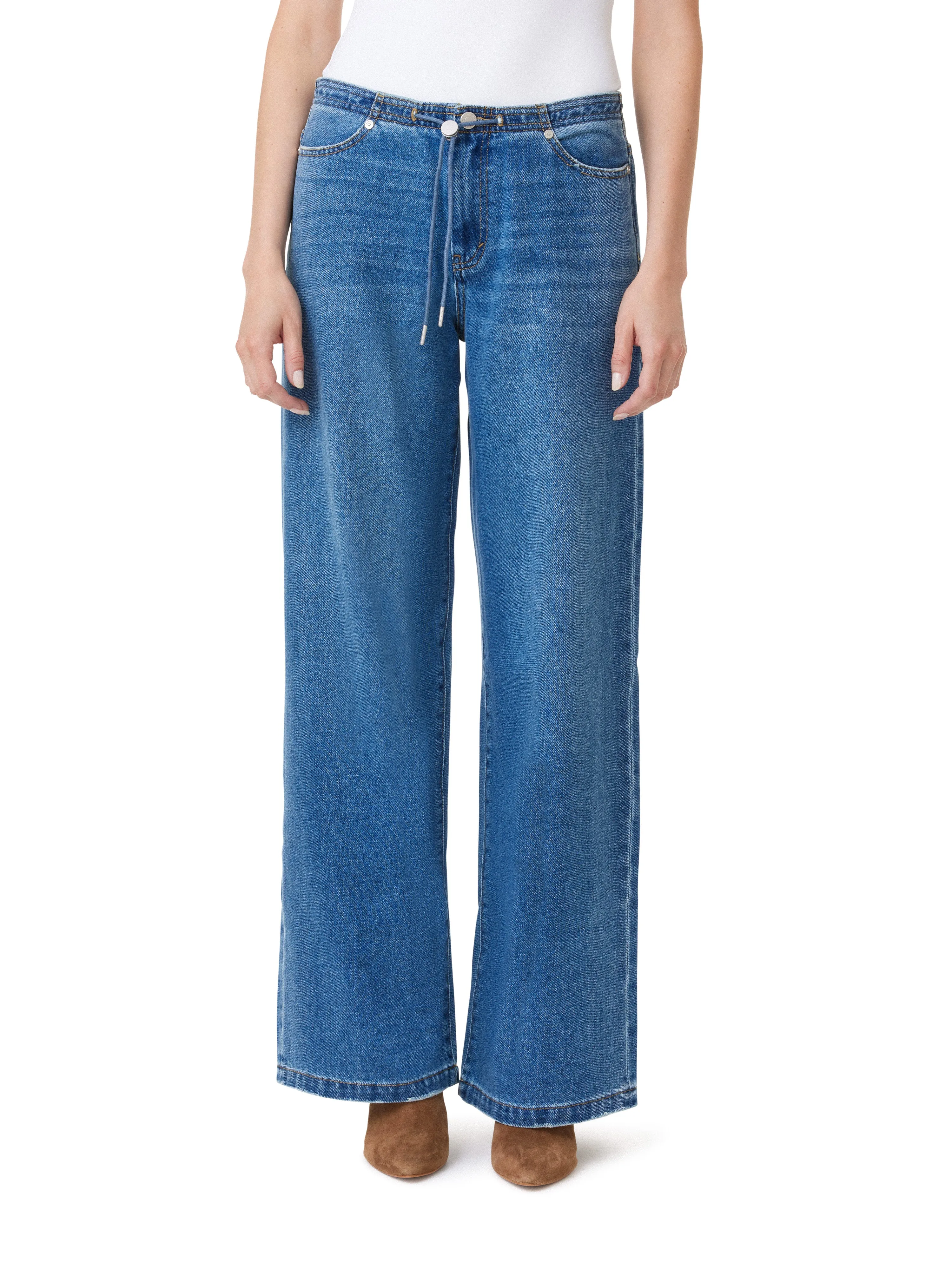 Drawstring Wide Leg Jeans