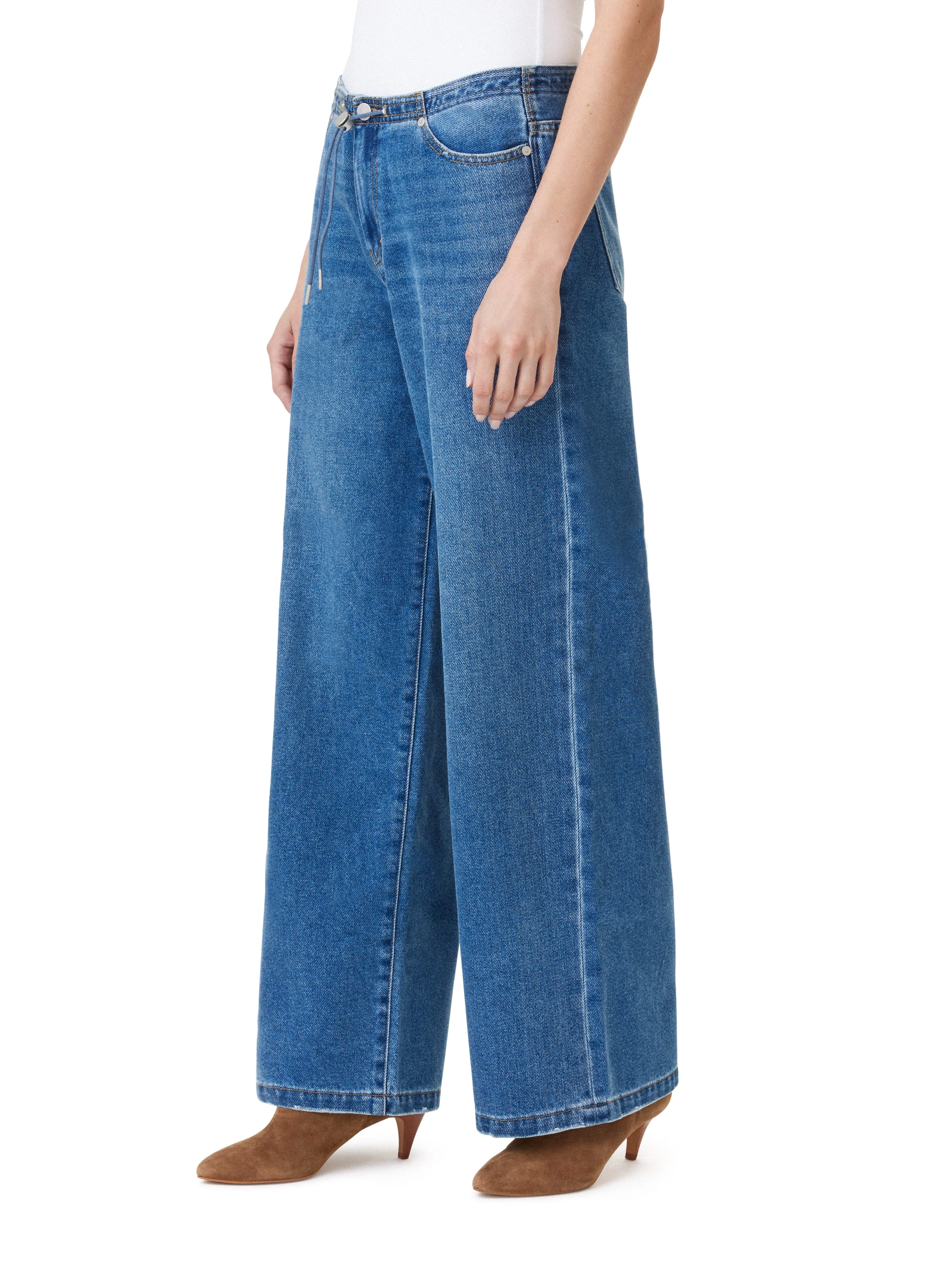 Drawstring Wide Leg Jeans