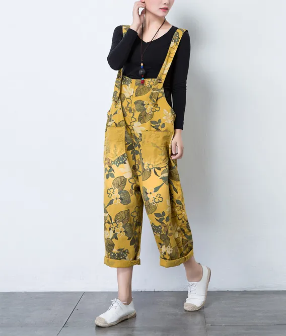 Floral Casual Spring Summer Cotton Overall Loose  Women Jumpsuits QYCQ05161