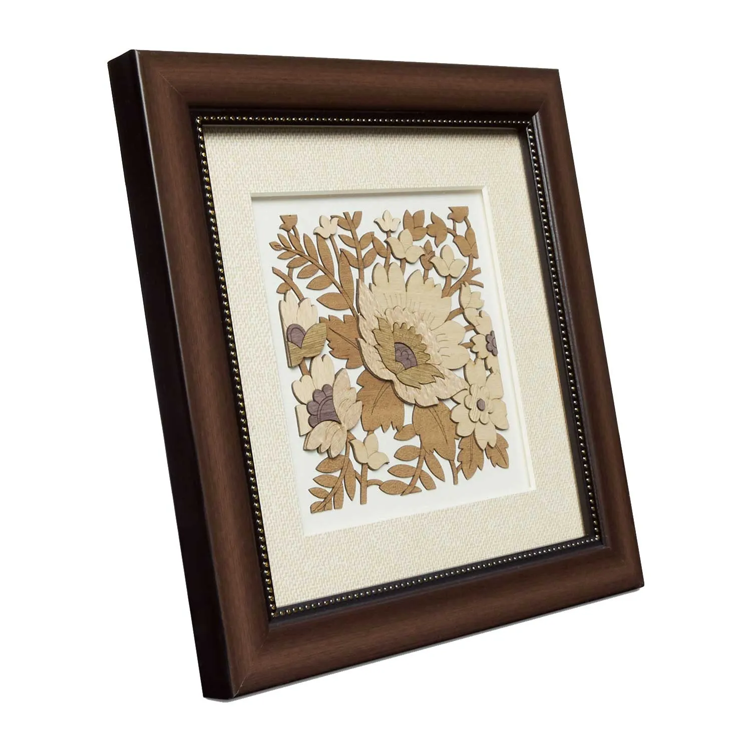 Floral Design Wood Art Frame 8 in x 8 in