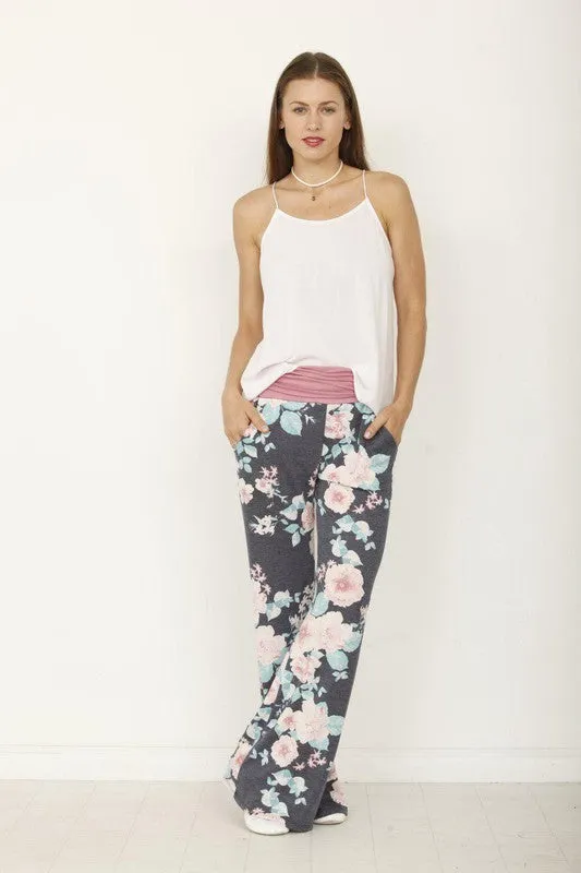 Fold over wide leg palazzo pants