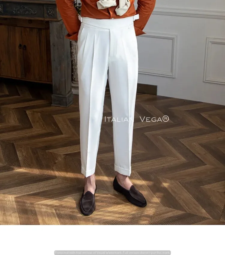 Frost White Classic Buckle Formal Gurkha Pants by ITALIAN VEGA®