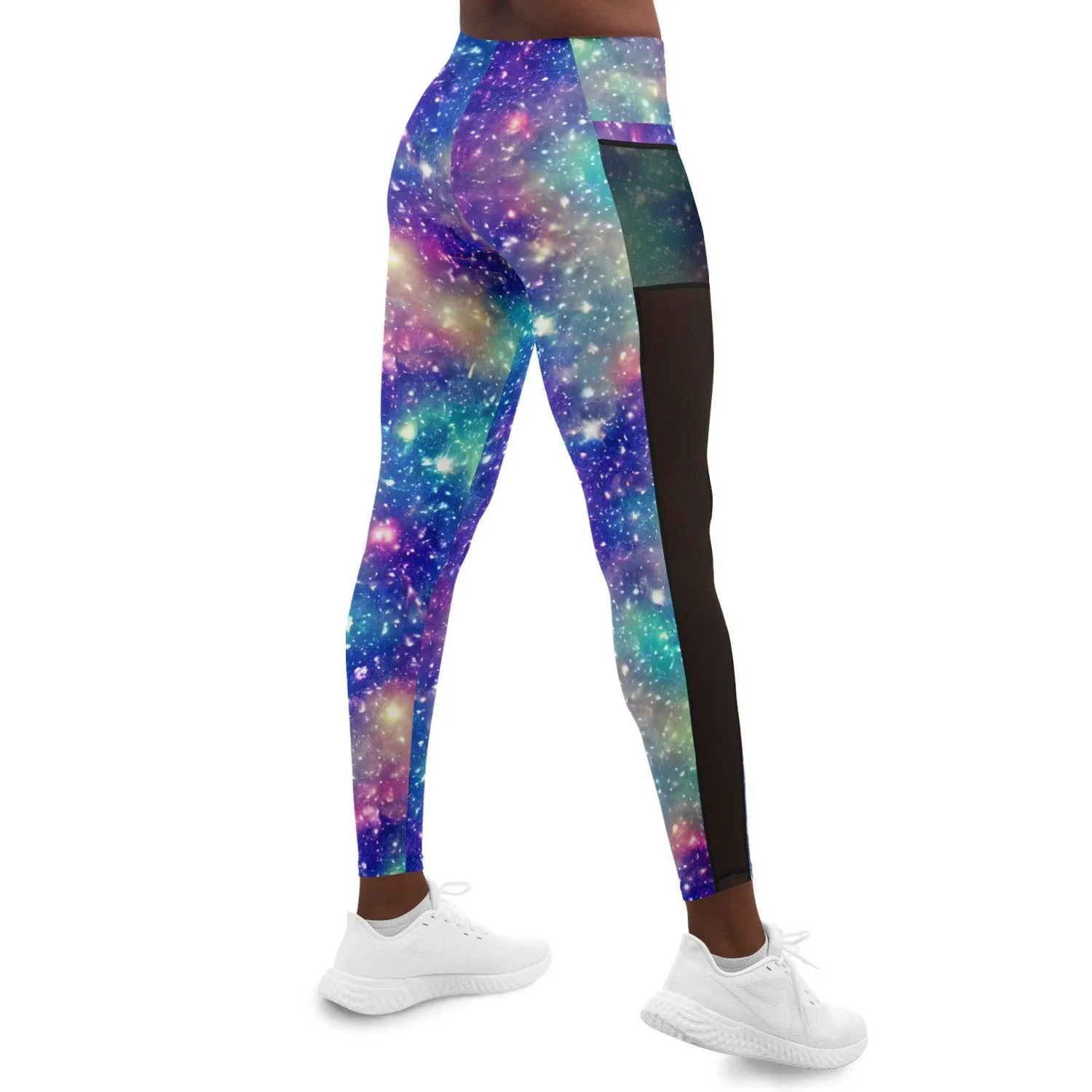 Galaxy inspired Black Mesh Pocket Leggings