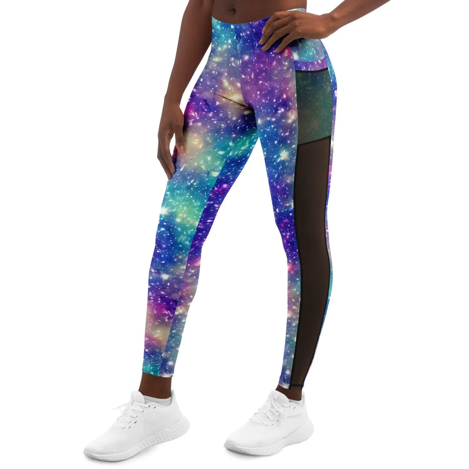 Galaxy inspired Black Mesh Pocket Leggings