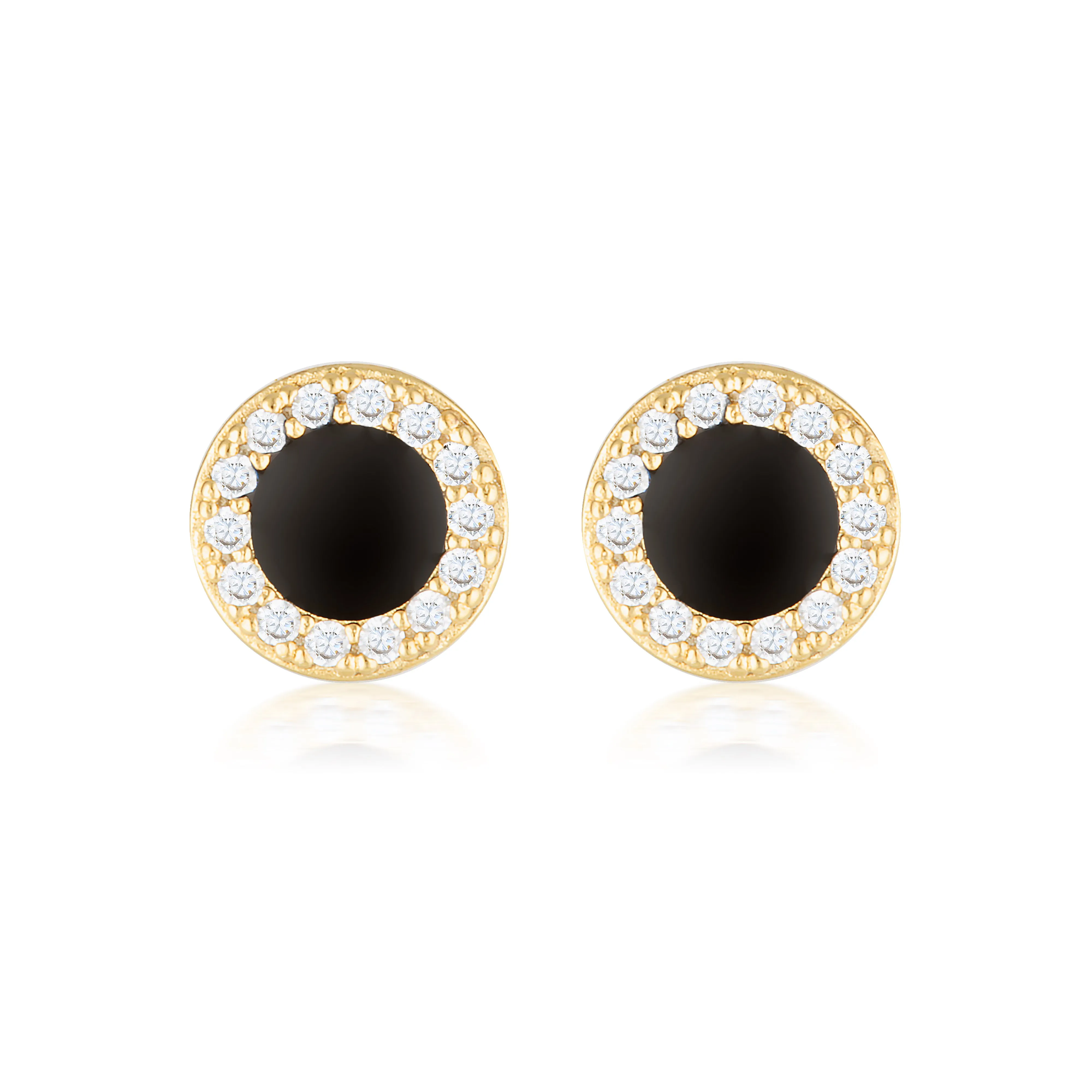 Georgini Enamel Stud Earrings - Gold/Black