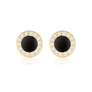 Georgini Enamel Stud Earrings - Gold/Black