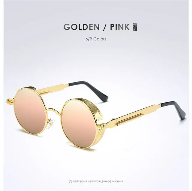 Gold Metal Polarized Gothic Steampunk Sunglasses