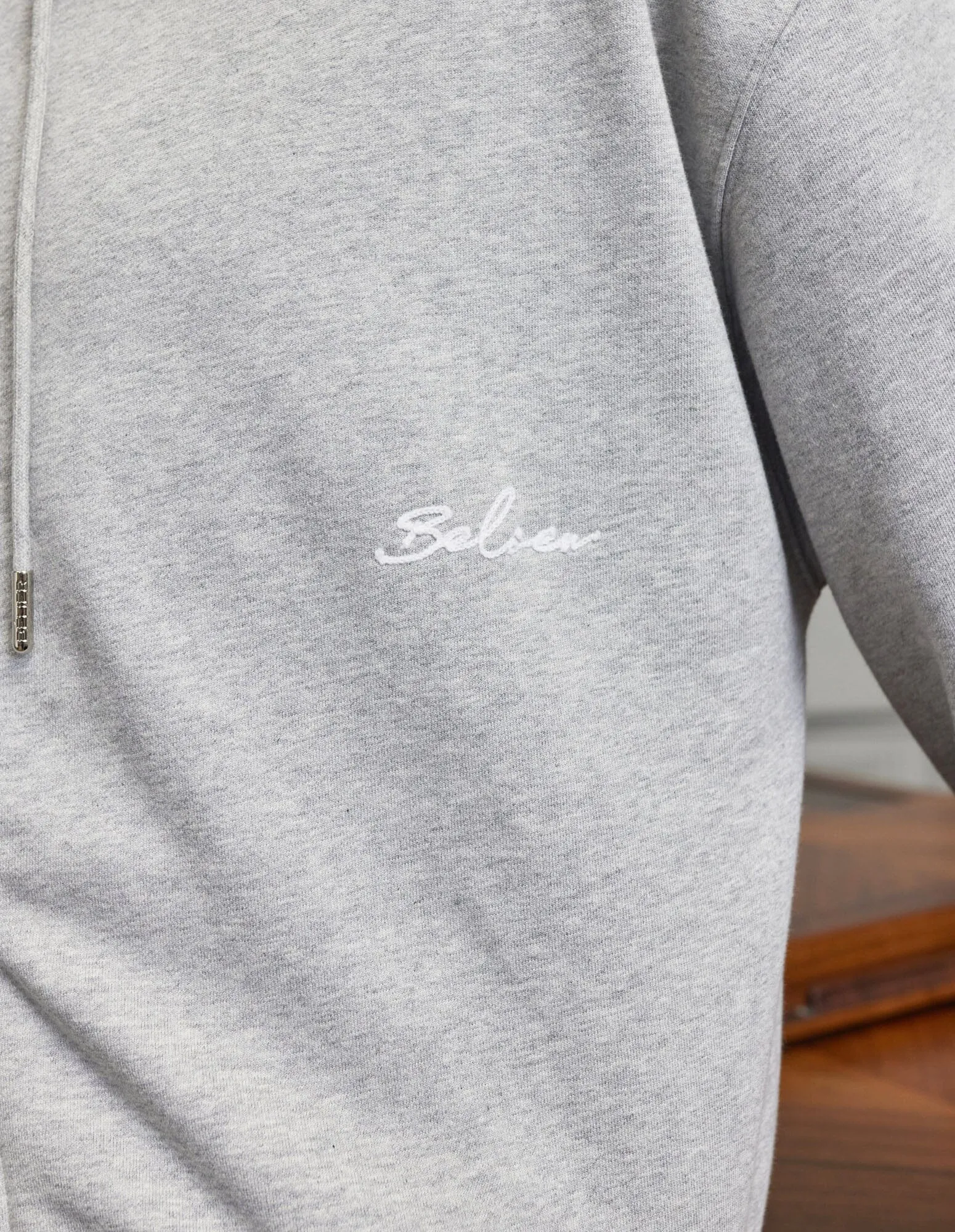 Grey Marl Logo Zip Through Hoodie