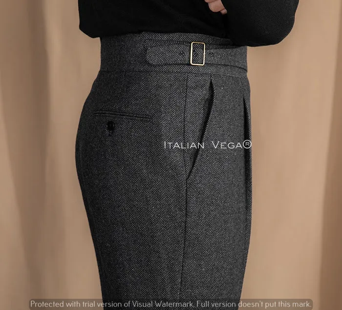 Grey Woolen Exotic Gurkha Pants by Italian Vega® Limited Edition