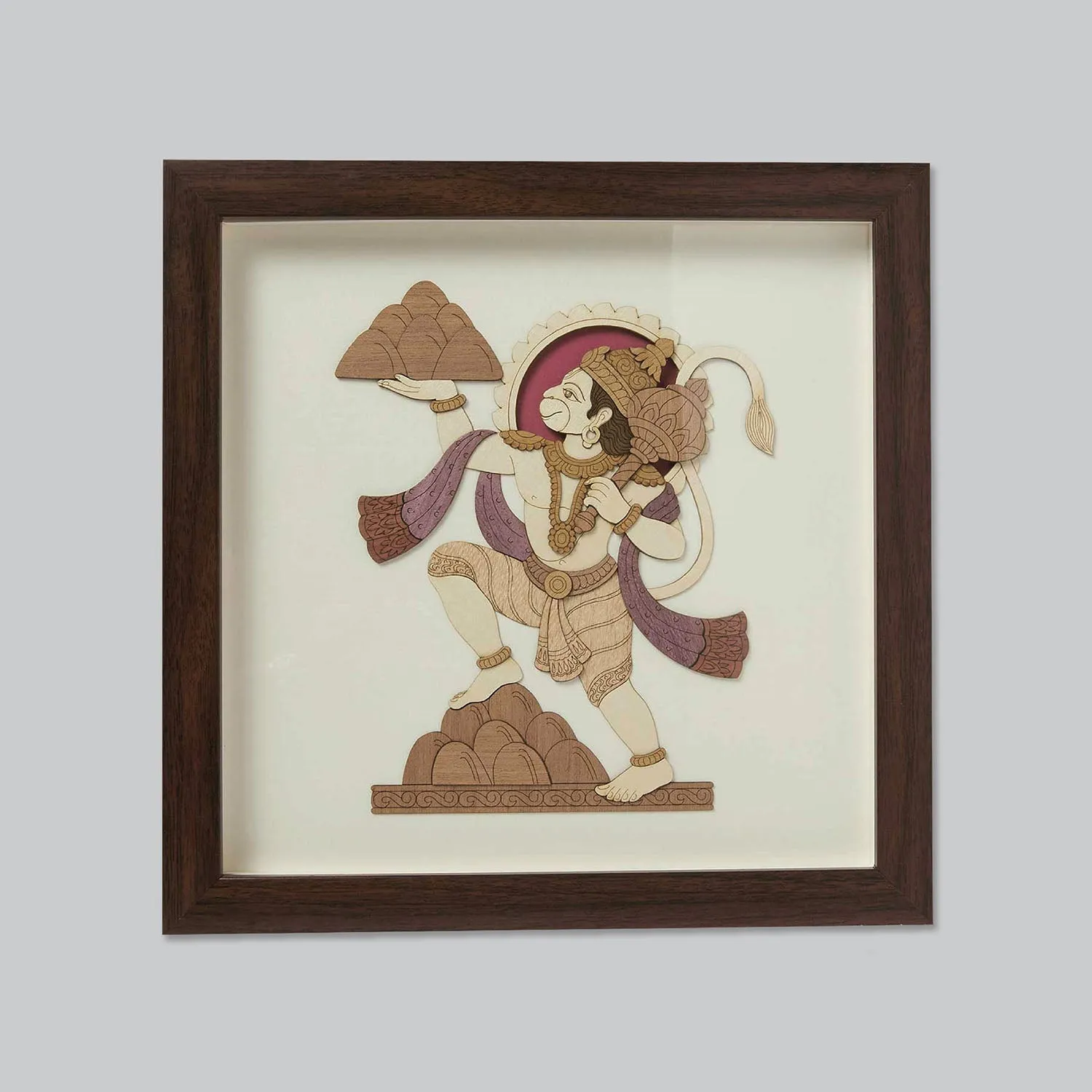 Hanumanji Wood Art Frame 10 in x 10 in