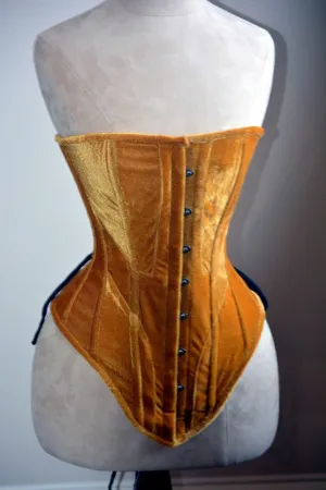 Historical pattern Edwardian overbust corset from velvet. Steelbone custom corset, renaissance, gothic, steampunk, bespoke, victorian