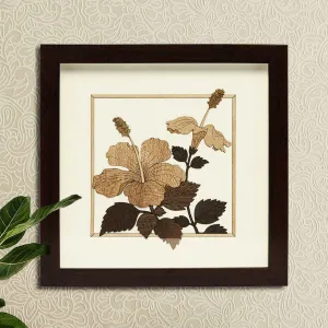 Jaswand Flower Wood Art Frame 10 in x 10 in