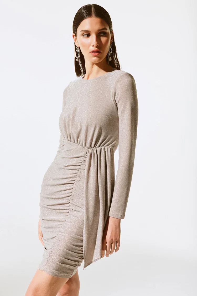 Joseph Ribkoff Metallic Knit Draped Sheath Dress