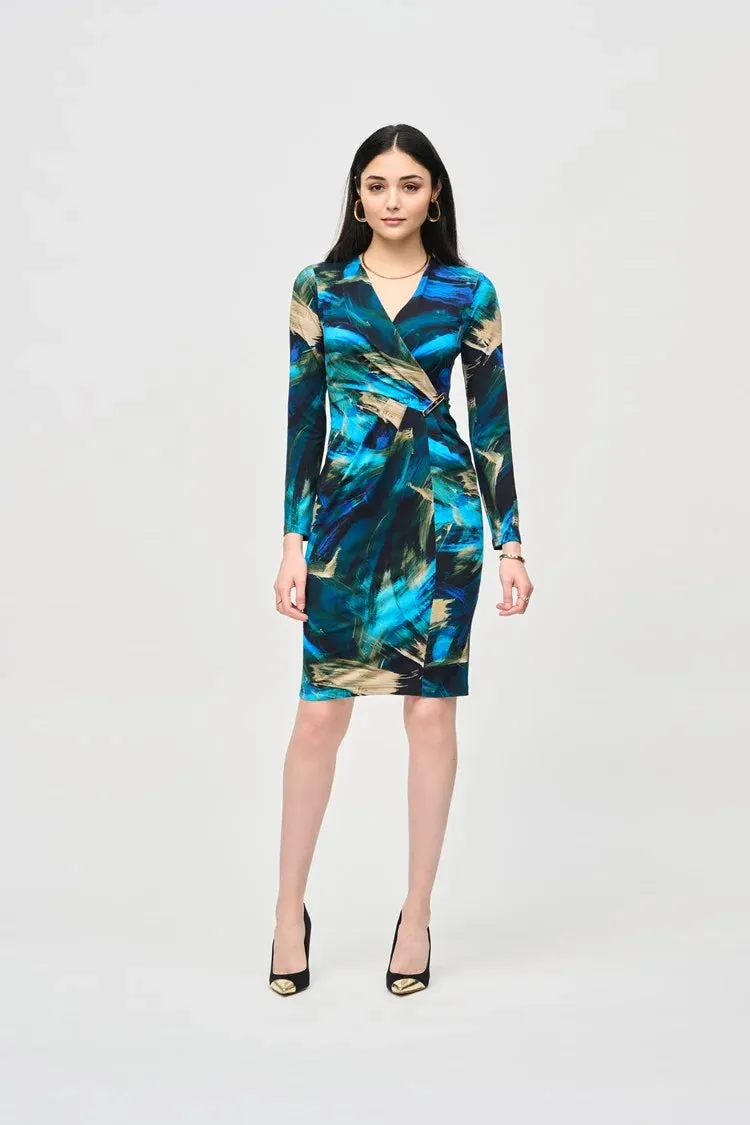 Joseph Ribkoff Silky Abstract Print Wrap Dress