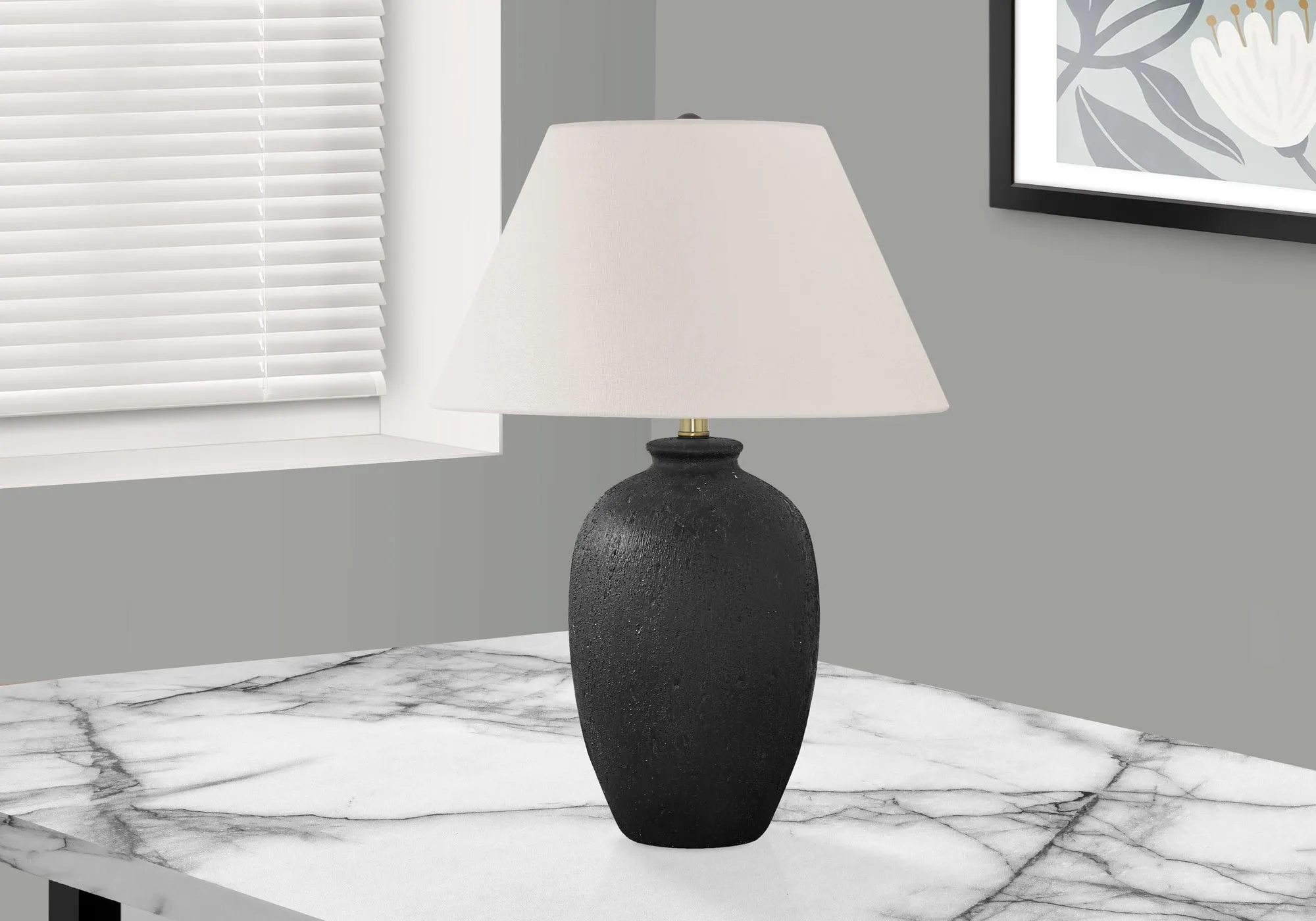 Lumina24 - Black Ceramic Table Lamp with Ivory Shade: Modern Lighting