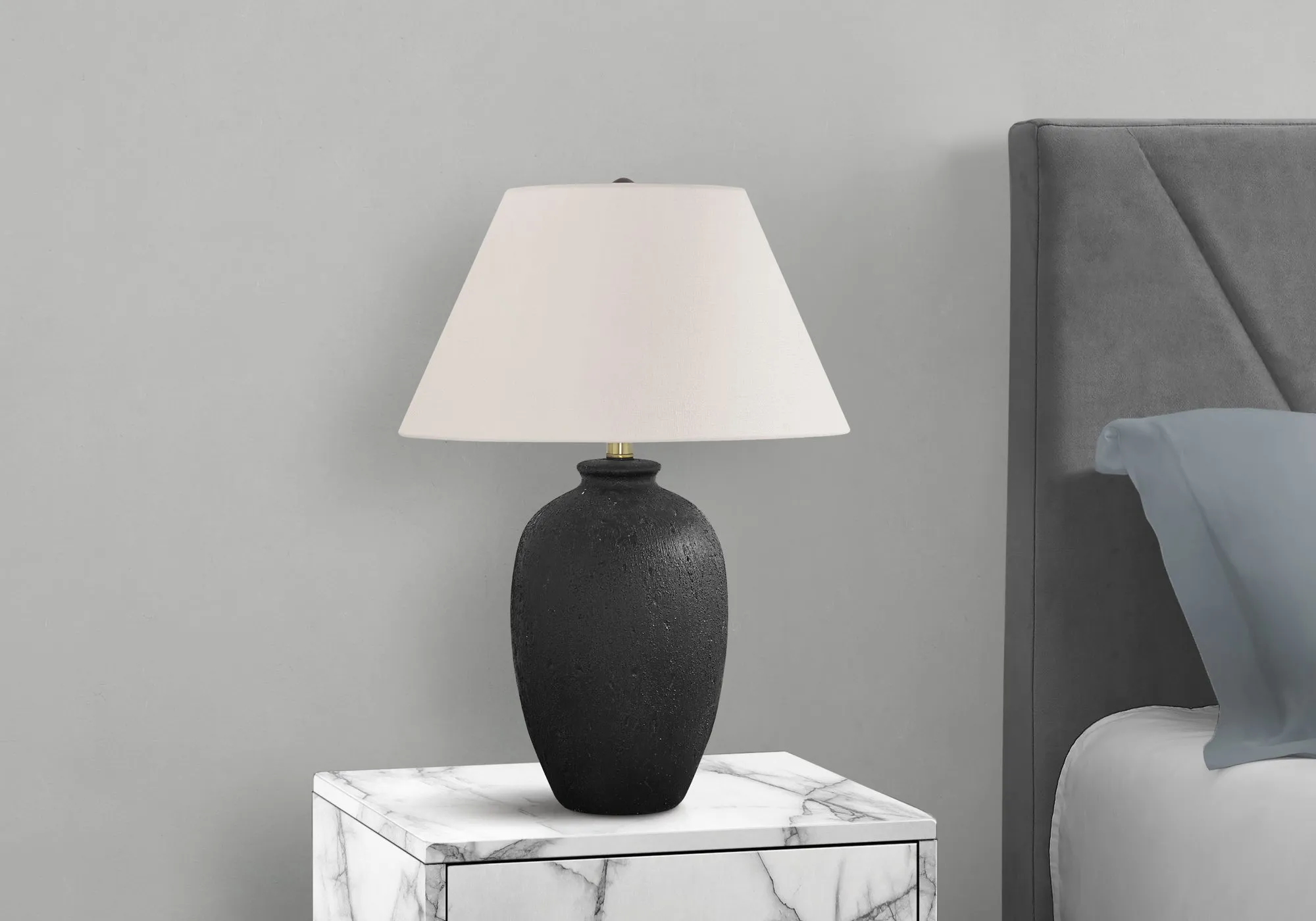 Lumina24 - Black Ceramic Table Lamp with Ivory Shade: Modern Lighting