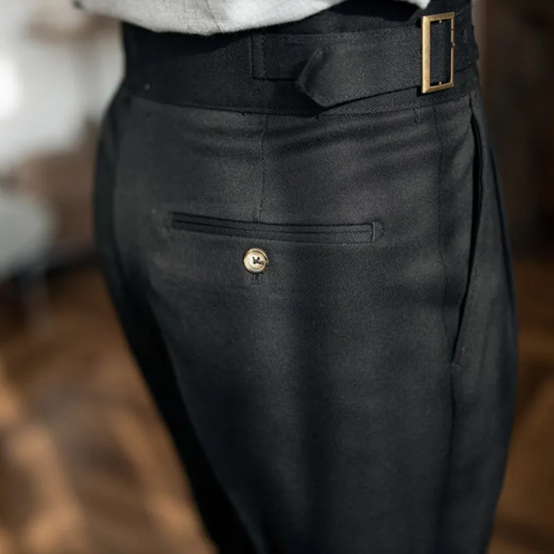 Men's Classic Trousers Business Elegant Straight British Casual High Waist Pants