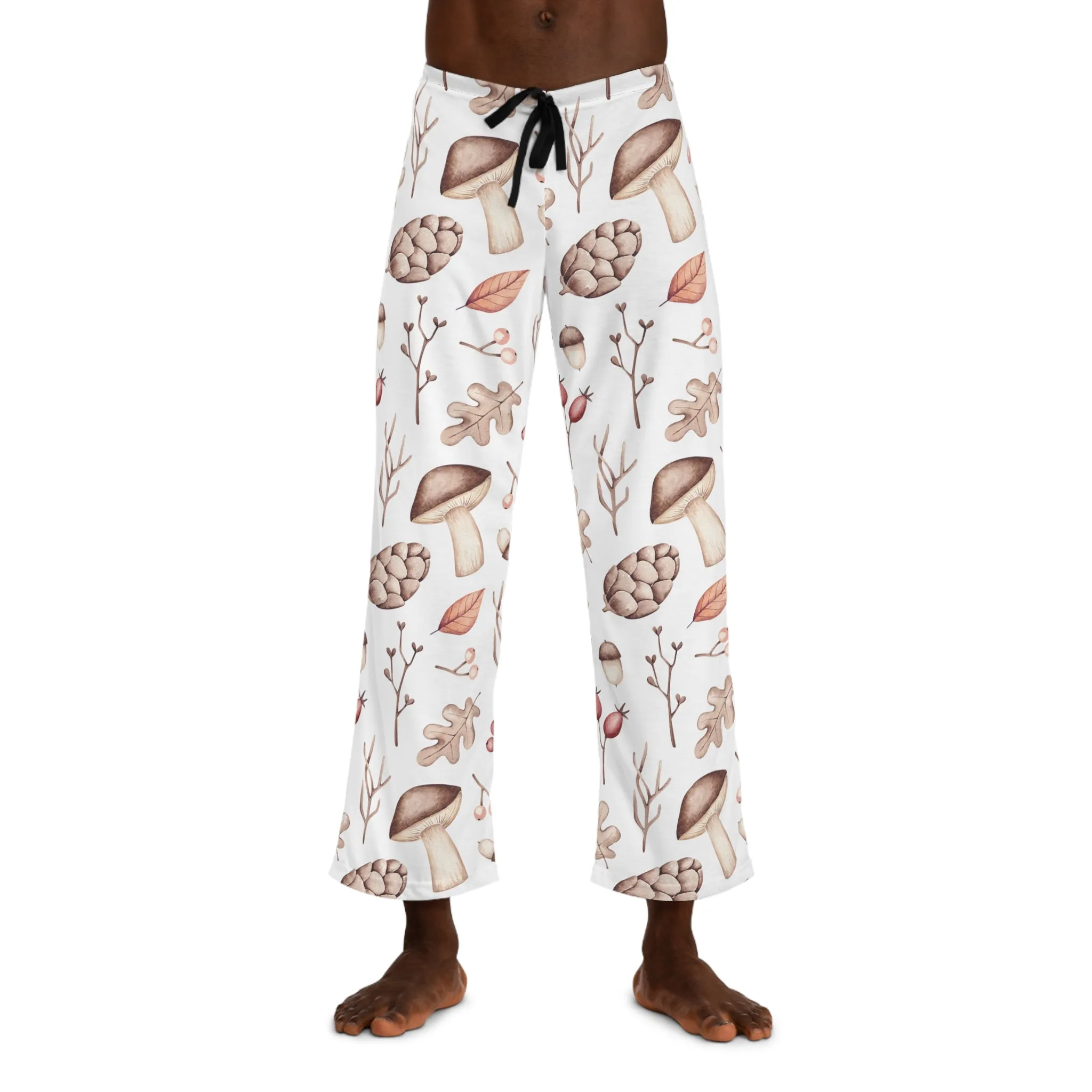 Men's Pajama Pants, Mushroom and Acorns, Sleepwear Bottoms