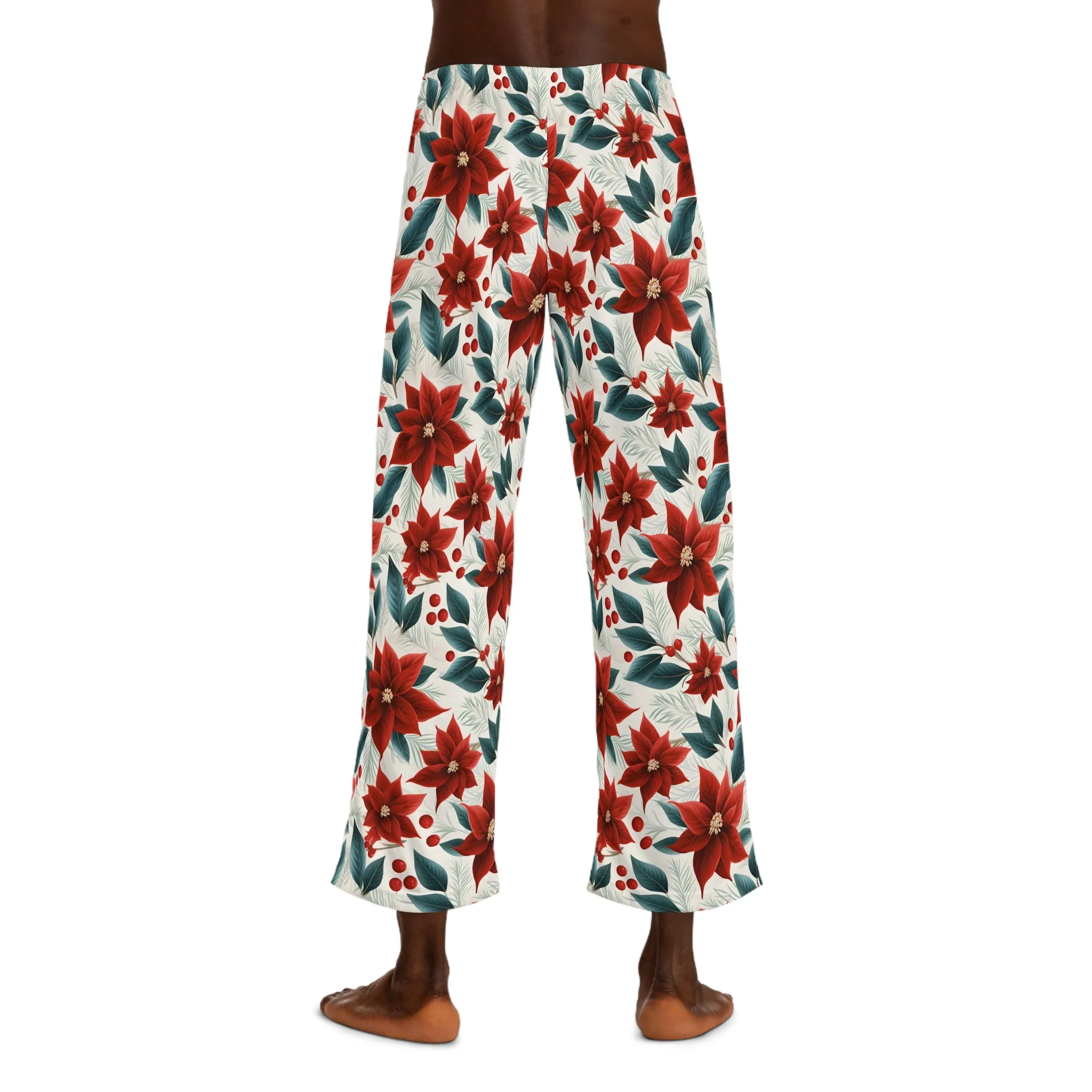 Men's Pajama Pants, Red poinsettia