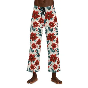 Men's Pajama Pants, Red poinsettia