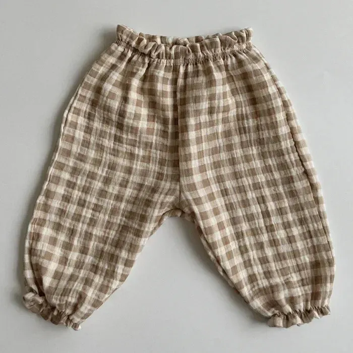 Muslin Cotton Newborn Infant Baby Boys Girls Loose Pants Casual Lantern Pants Full Pants