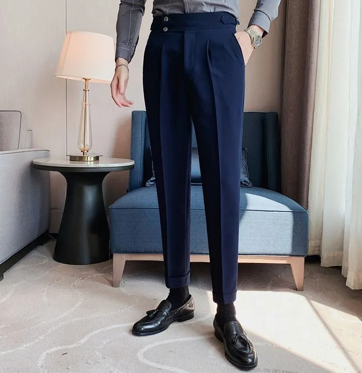 Navy Blue Signature Buttoned Gurkha Pants