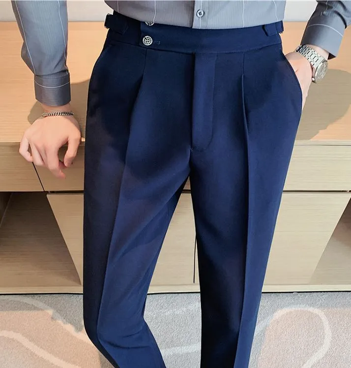 Navy Blue Signature Buttoned Gurkha Pants