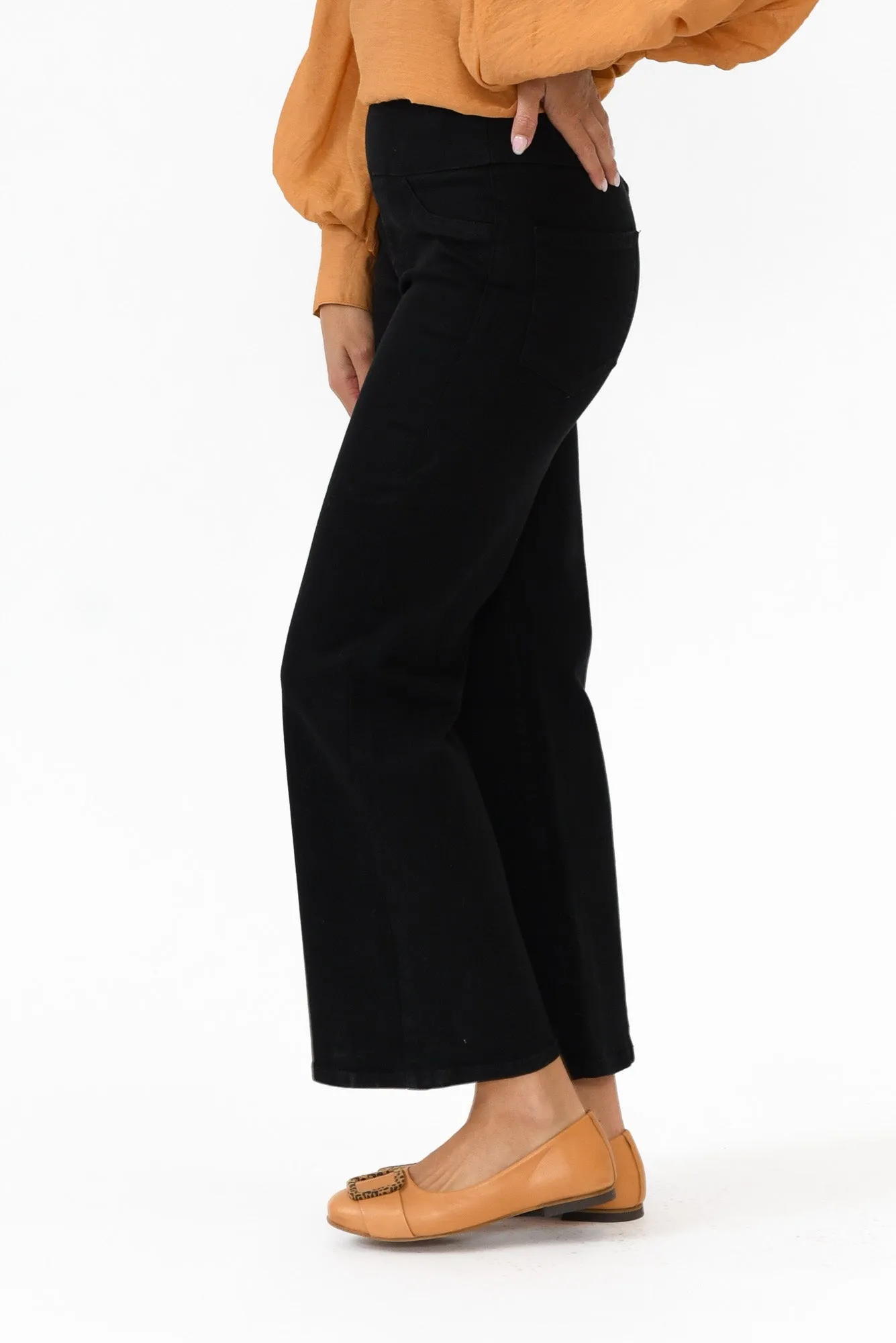 Nicola Black Wide Leg Jeans