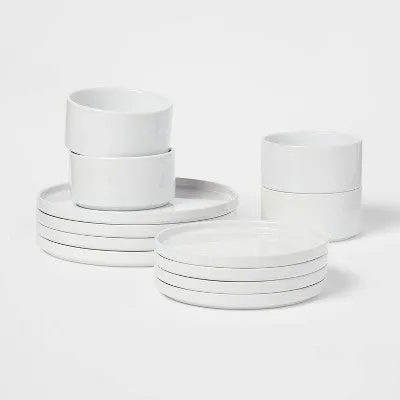 Open Box - 12pc Stoneware Stella Dinnerware Sets White - Threshold