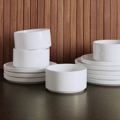 Open Box - 12pc Stoneware Stella Dinnerware Sets White - Threshold