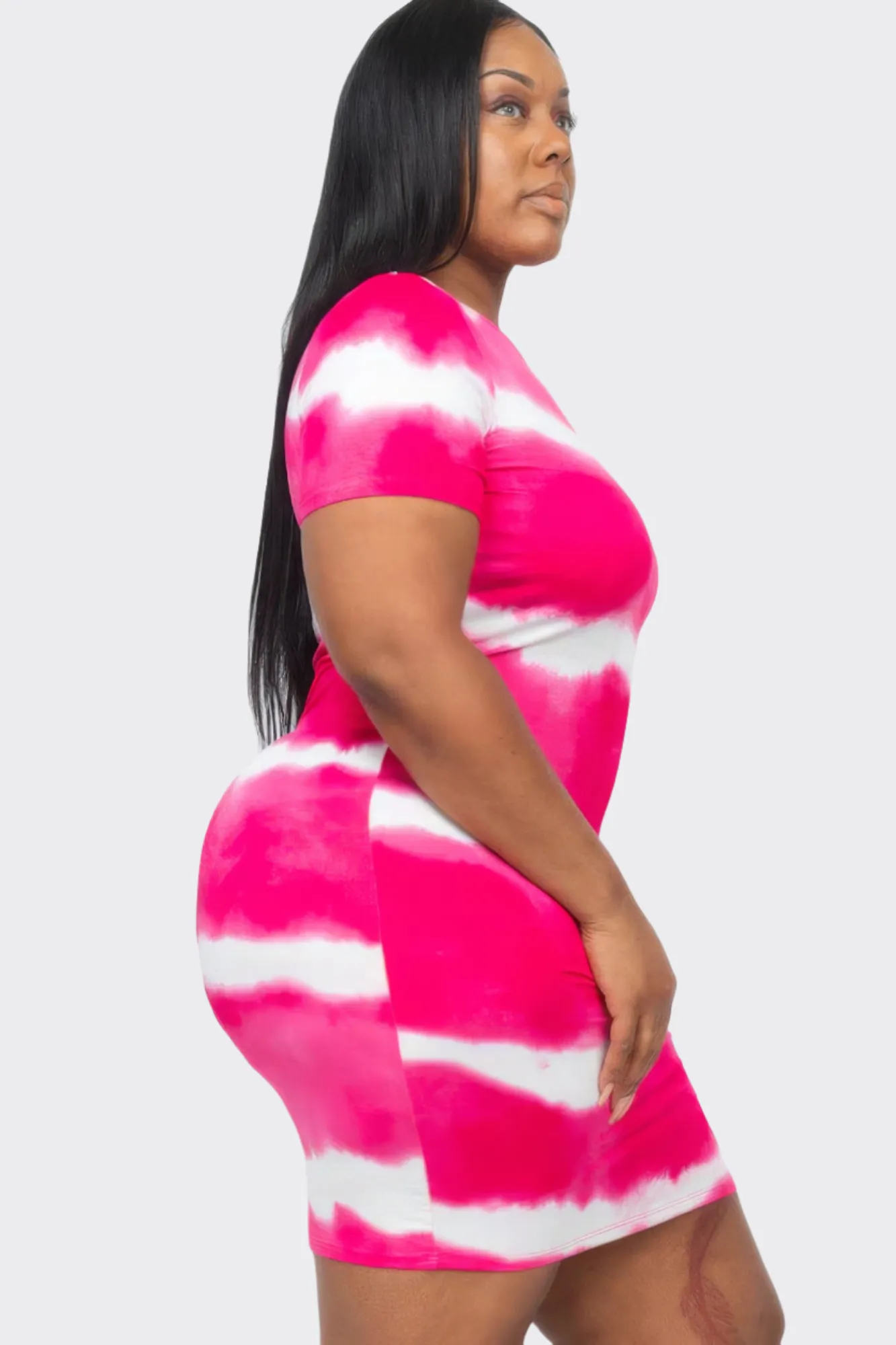 Plus Size Tie-dye Print Bodycon Dress