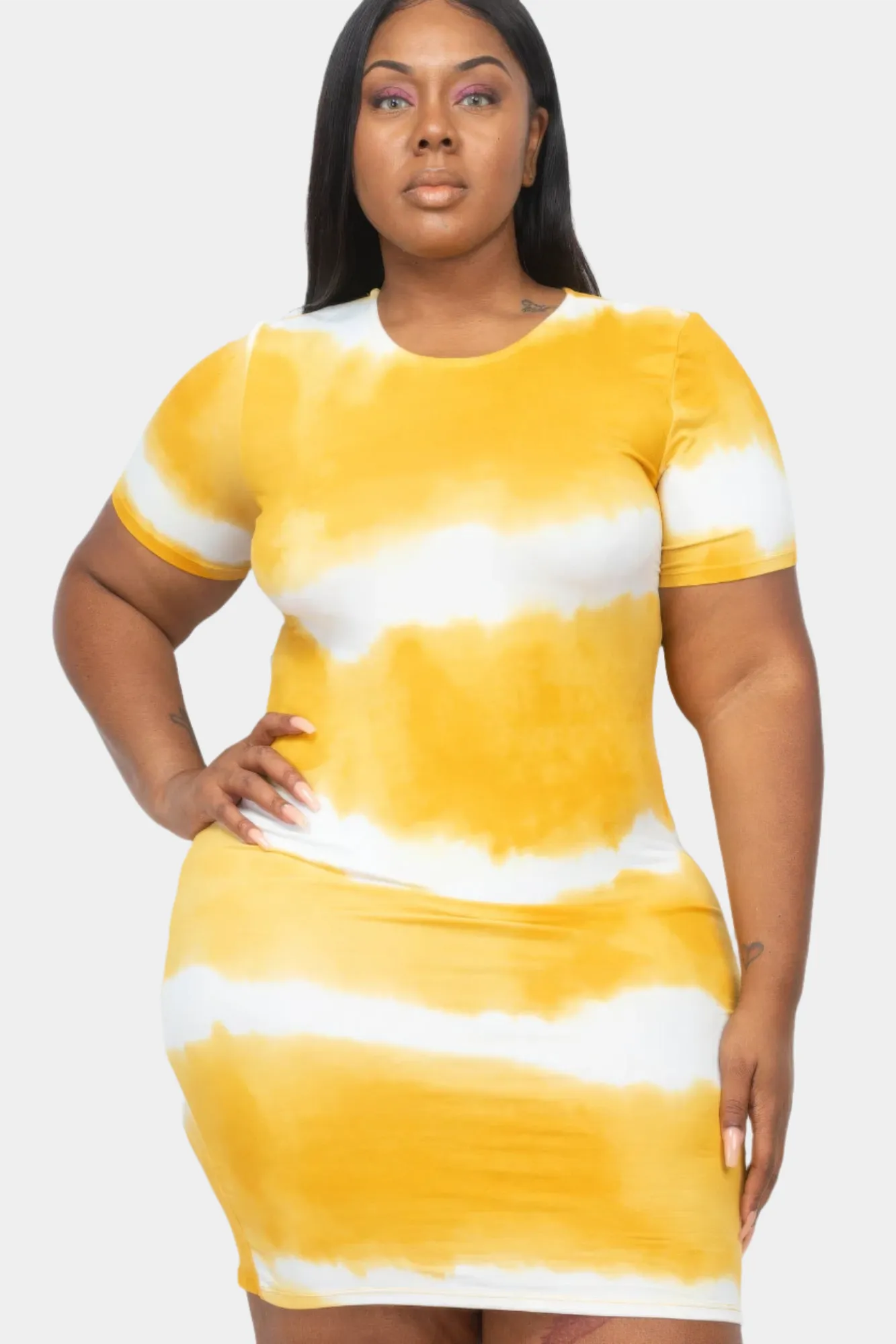 Plus Size Tie-dye Print Bodycon Dress