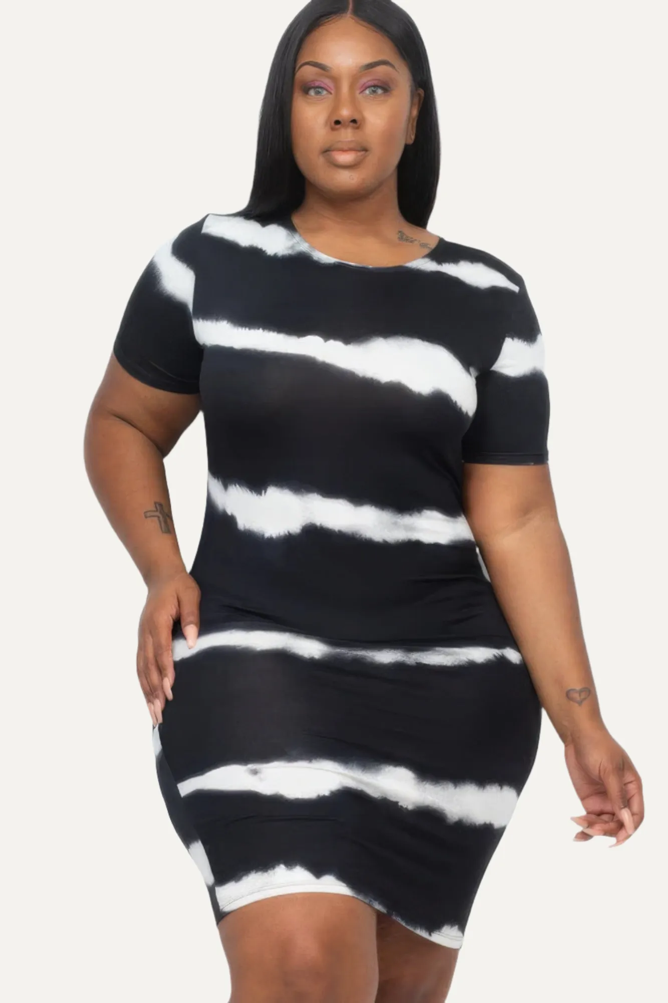 Plus Size Tie-dye Print Bodycon Dress