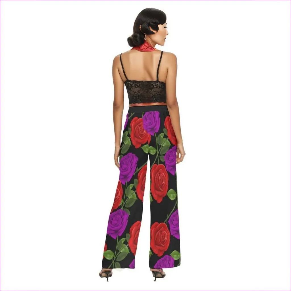 Red Rose Purp Women's Casual Straight-leg Pants