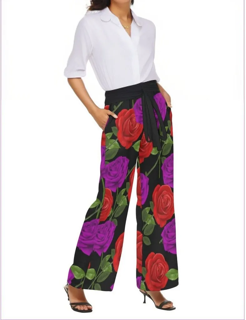 Red Rose Purp Women's Casual Straight-leg Pants