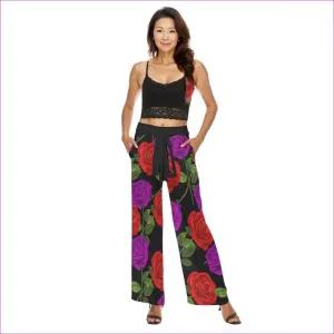 Red Rose Purp Women's Casual Straight-leg Pants