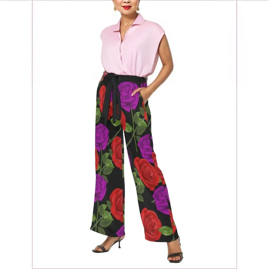 Red Rose Purp Women's Casual Straight-leg Pants