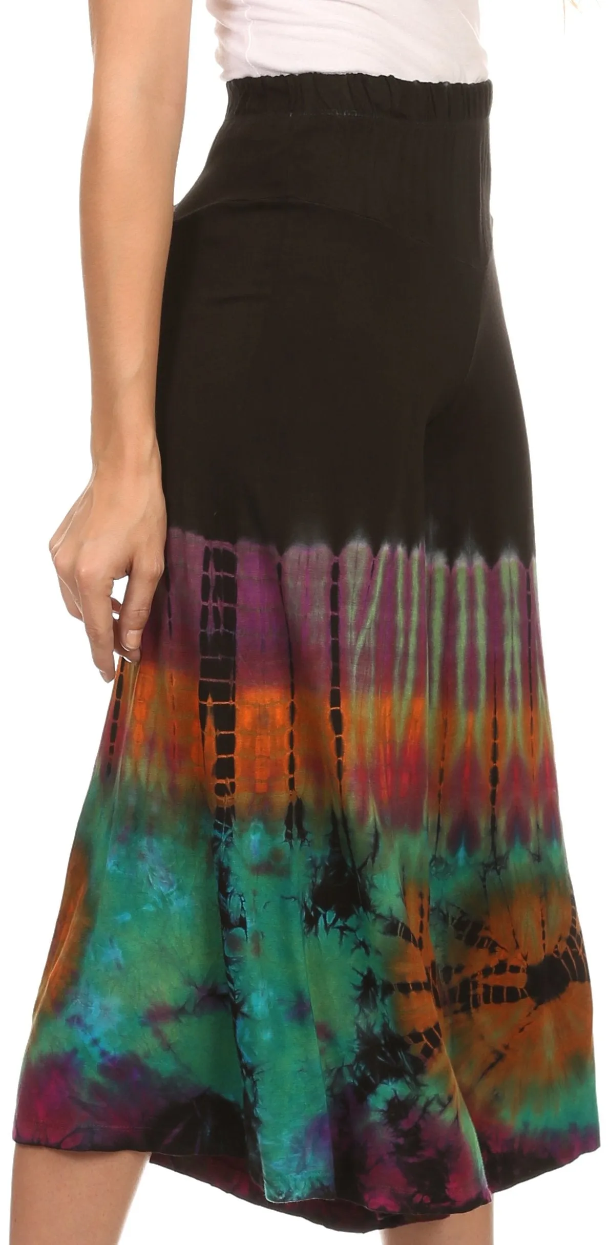 Sakkas Janelle Long Flare Bell Tie Dye Elastic Waist Wide Leg Palazzo Pant