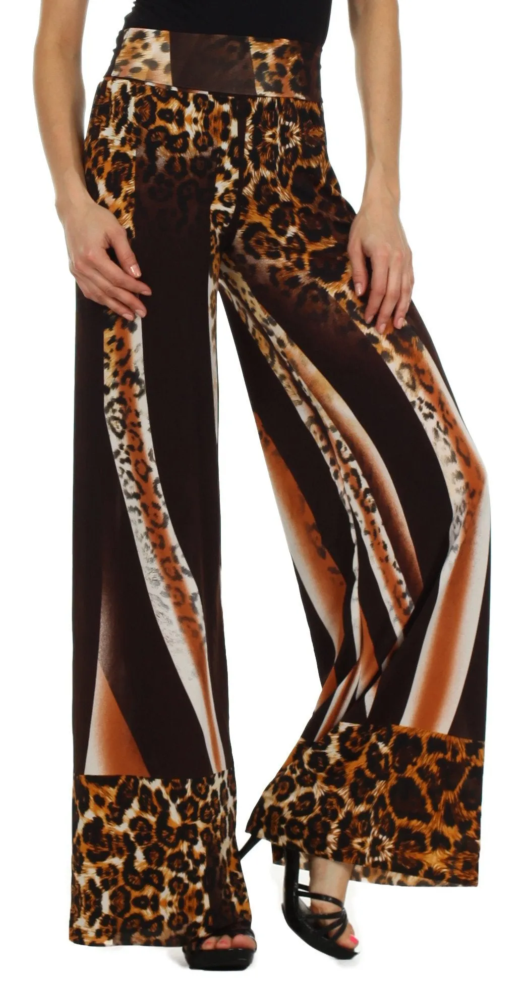 Sakkas Patterned High Waist Wide Leg Palazzo Pant