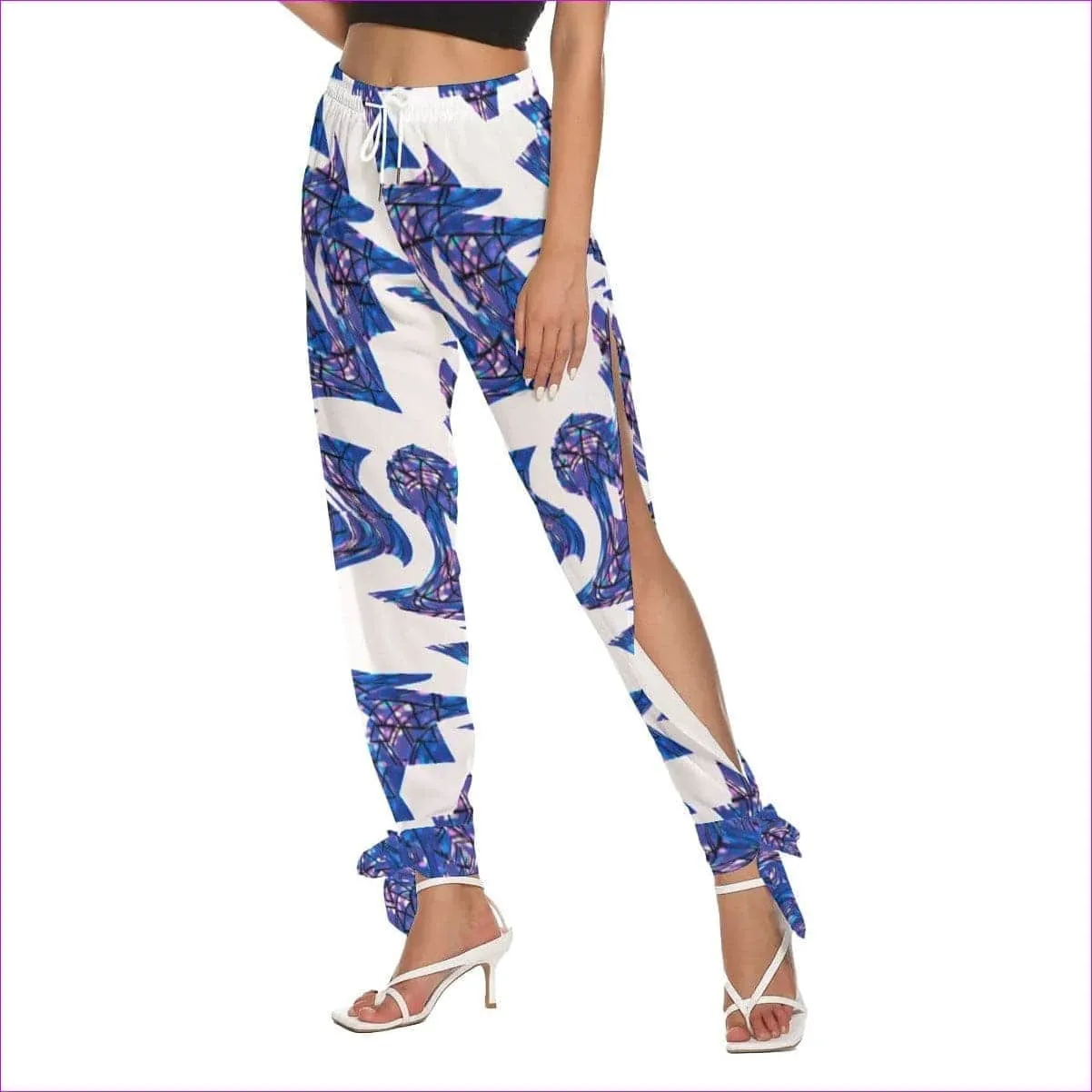 Skewed Women's Side Seam Cutout Pants With Bottom Strap